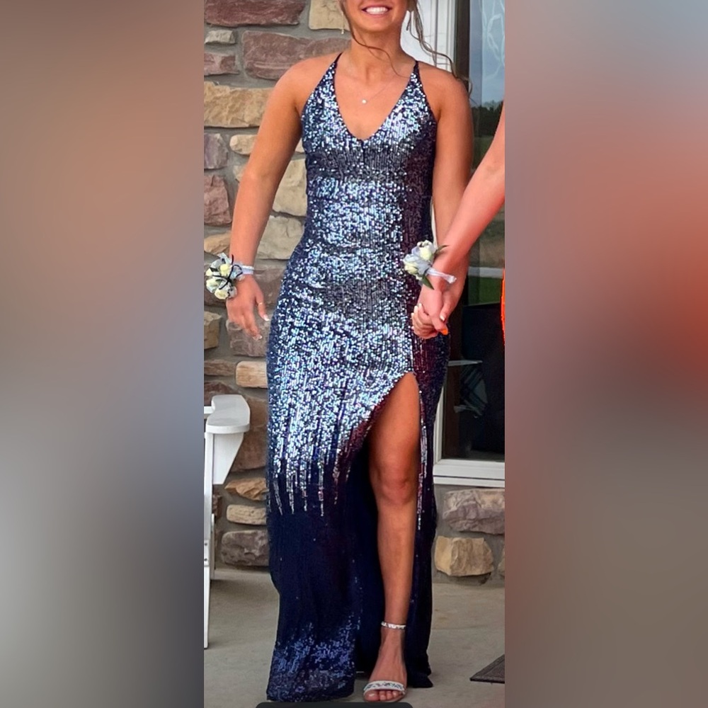 Prom dress. Navy and silver. Size 5/6 $50